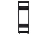 Armoire 63"H, with 3 Shelves, 1 Mirror, and 4 Wheels, Black B097P250843