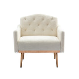 ZNTS COOLMORE Modern Accent Chair with Arms, Tufted Decorative Fabric Armchair with Gold Metal Legs, W39537932