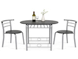 1 Table 2 Chairs Table Set, Oval Tabletop, MDF & Metal Frame, KD Assemble 59100001