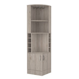 Syrah Corner Bar Cabinet, Eight Bottle Cubbies, Double Door, Two Open Shelves B070P211049
