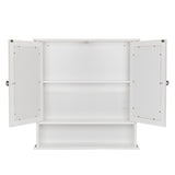 ZNTS Double Door Mirror Indoor Bathroom Wall Mounted Cabinet Shelf White 74700543