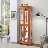 ZNTS Lighted Glass Curio Display Cabinet,Display Cabinet,Glass Storage Cabinet Glass Wine cabinet Wood W2275P178797