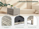 Outdoor PE Wicker Side Table with Storage, Patio Rattan End Table Square 36043080