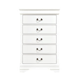 ZNTS Traditional Design White Finish 1pc Chest of 5 Drawers Antique Drop Handles Drawers Bedroom B01149270