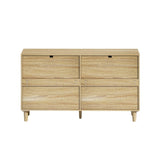 51" Rattan Dresser with Drawers, 6 Drawer Dresser for Bedroom, Clothes Storage Cabinet for Bedroom, W757P209506