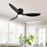 52" Smart Flush Mount black Ceiling Fans with Lights Remote,Quiet DC Motor,Outdoor Indoor Low W2352P316049