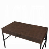Oak and Black 1-Drawer Writing Desk with USB Port B062P209217