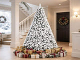 7.5 FT Snow Flocked Artificial Christmas Tree with 1010 Branch Tips, Hinged PVC Xmas Tree Foldable 21440792