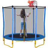 ZNTS 5.5FT Trampoline for Kids - 65" Outdoor & Indoor Mini Toddler Trampoline with Enclosure, Basketball 06871922