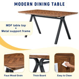 Dark Brown Herringbone Pattern MDF Dining Table - A Perfect Match for Modern Minimalist and W3226P279049