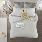 8 Piece Cotton Floral Printed Reversible Comforter Set Yellow Cal King B03597285