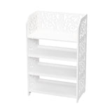 ZNTS Wood-plastic Board Four Tiers Carved Shoe Rack White A 97499052