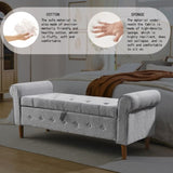 62" Bedroom Tufted Button Storage Bench, Modern Fabric Upholstered Ottoman, Window Bench, Rolled Arm W1853141520