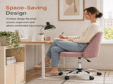 Comfy Office, Adjustable Swivel Desk with Wheels, Wide Seating, Modern Fabric Vanity 82980240