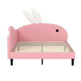 Full size Upholstered Rabbit-Shape Daybed, Sofabed with Rabbit Ear Headboard, Pink N733P208515H