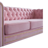 Chesterfield Velvet Sofa 84.65 inch for Living Room PINK Color W579104834