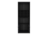 Pisek Bar Cabinet 5-Tier, Wine Cabinet, Liquor Cabinet, 12 Bottle Cubbies, 5 Shelves, Black B097P199747