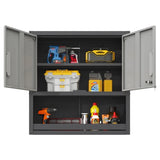 ZNTS Metal Wall-Mounted Tool Storage Cabinet with Locking Door and 1 Shelf 1 Opened Drawer for Garage 61339189