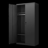 ZNTS Metal Armoire Wardrobe Cabinets,70" Black Locker Steel Wardrobe Bedroom Storage Cabinet with Doors W1247P221093