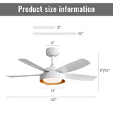 42 Inch Ceiling Fans with LED Light 22W and Remote Control 6 Wind Speed Reversible DC Motor White W934P244412