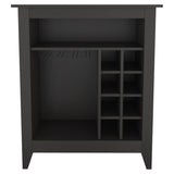 Essential Bar Cabinet, One Open Shelf, Six Built-in Wine Rack, One Drawer -Black B20091856