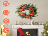 17.71 Inch Fall Artificial Wreath, PE Autumn Wreath with Pumpkins Berries and Leaves, Seasonal 44926603