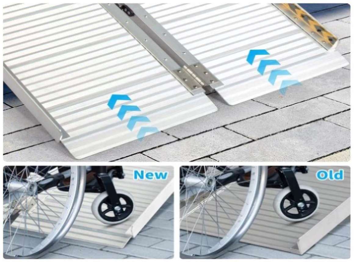 6' Multi-folding Aluminum Wheelchair Loading Ramp portable foot 5 7 Sc ...