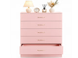 5-Drawer Particleboard Chest with Melamine Finish Drawer Dresser 26*13*39in Nail powder 90373951