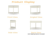 Artisan-Crafted Wave-Pattern Demi-Lune Console Table with Creamy White Finish,Unique Half Moon 23846841