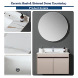 37 Inch Marble Vanity Top, Bathroom Vanity Top with Undermount Rectangular Middle Sink and 4" Height 11940438