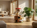 mushroom cat tree with large condo platform ladder 72810848