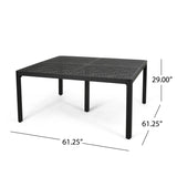 Outdoor Modern Aluminum Dining Table with Woven Accents, Antique Matte Black 65144.00BLK