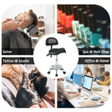 Saddle Stool with Back Support, Rolling Stools with Foot Rest, Ergonomic Adjustable Stool with N753P300969B