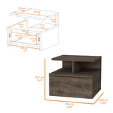 Dark Walnut 2-Tier Shelf Floating Nightstand B062P175810
