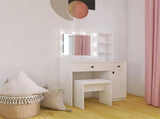 Vanity Desk with Lights, Vanity Set with Mirror, Makeup Vanity Desk with Large Drawers & Three Level W2139P194436