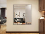 60"x40" Oversized Modern Rectangle Bathroom Mirror with Silver Frame Decorative Large Wall Mirrors W708P297600
