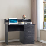 ZNTS 110*50*95cm Particleboard Paste Triamine Desktop Storage Layer Three Drawers Computer Desk Black 13565544