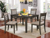 ZNTS 5 Pc Dining Table Set Weathered Gray Dining Chairs & Table Solid wood Beige Padded Fabric Cushions B011115506