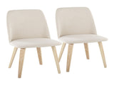 Contemporary Dining Chair in Natural Wood and Cream Fabric - Set of 2 B202P223680