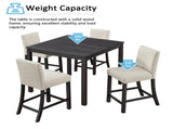 5-Piece Height Table Set with 4 Chairs, Height Table Set for 4 with Chairs, Wooden W1998P504812