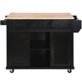 ZNTS Kitchen Cart with Rubber wood Drop-Leaf Countertop ,Cabinet door internal storage racks,Kitchen 10459641