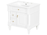 24 Inch Bathroom Vanity with Sink, White Freestanding Bathroom Cabinet with Flip Drawer, Adjustable 73286222