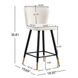 25.79'' modern style barstool, with white seats, black metal legs, and gold - tipped ends,suitable N780P228983W