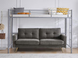 Twin Size Metal Loft Bed with Safety Guardrails & 2 Built-in Ladders, Loft Bunk Bed Frame for Teens 37867225
