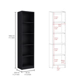 Home Xs Bookcase with 5-Tier Shelves and Slim Design -Black -Office B200137819