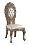 Ivory and Gold Side Chair with Tufted Back B062P215488
