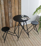 60.83x24x32.3" Black Stowable Side Table and Two Seats W2078P282279