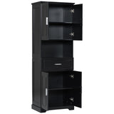 ZNTS Tall Bathroom Cabinet with Four Doors, Large Storage Space Open Shelve, Upper Storage Cabinet, Black 41680968