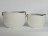 Round Concrete Planter Set of 2, Large Outdoor Indoor Handmade Rustic Decorative Planter Pots with W347P465313