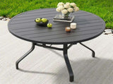 Round Dining Table, 41" Round Patio Table Wood-Like Grain with 1.57" Umbrella Hole, Metal T3623P504736